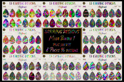 Earring Sublimation Mega Bundle 1.Abstract Earring Wraps Sublimation oyonnidesign 