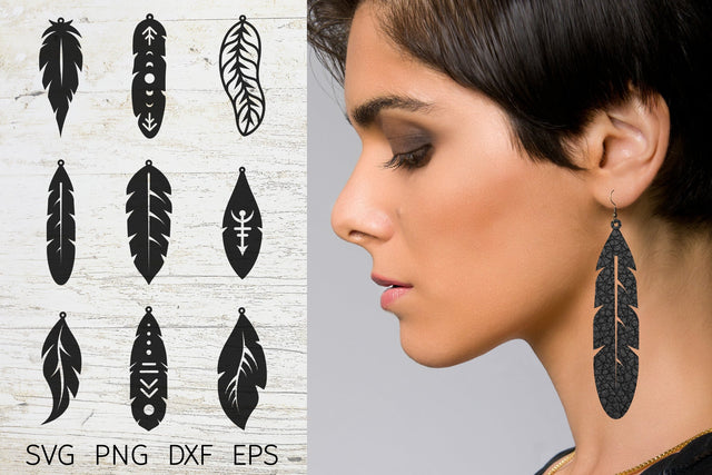 Earring svg bundle. Faux leather earring template feather SVG Digital Rainbow Shop 