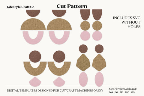 Earring SVG, Faux Leather Earring Templates, Cricut cut file SVG Lifestyle Craft Co 