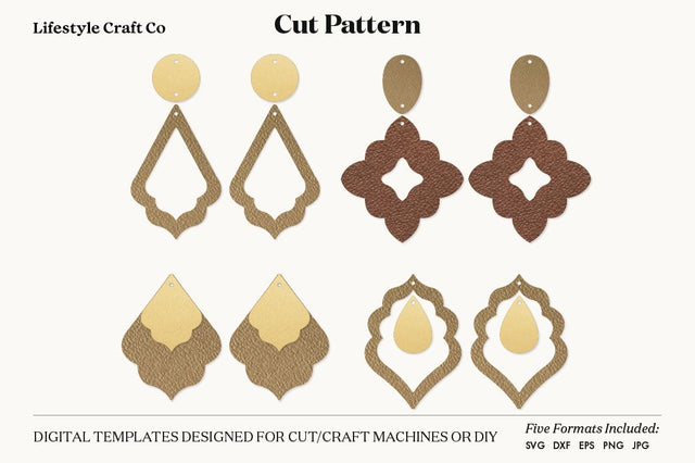 Earring SVG, Faux Leather Earring Templates, Cricut cut file SVG Lifestyle Craft Co 