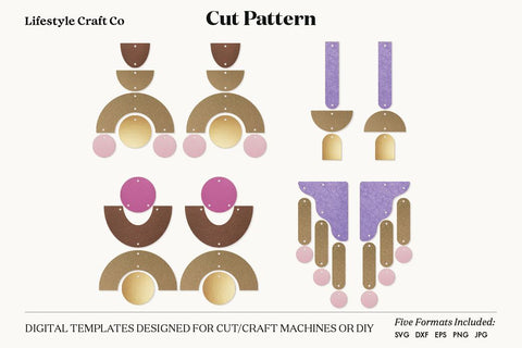 Earring SVG, Faux Leather Earring Templates, Cricut cut file SVG Lifestyle Craft Co 