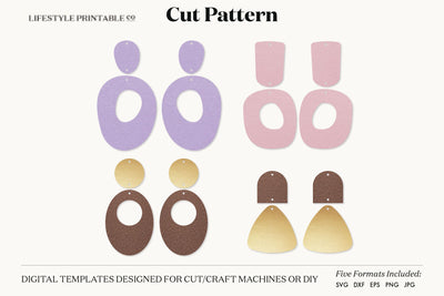 Earring SVG, Faux Leather Earring Templates, Cricut cut file SVG Lifestyle Craft Co 