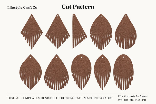 Earring SVG, Faux Leather Earring Templates, Cricut cut file SVG Lifestyle Craft Co 