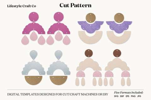 Earring SVG, Faux Leather Earring Templates, Cricut cut file SVG Lifestyle Craft Co 