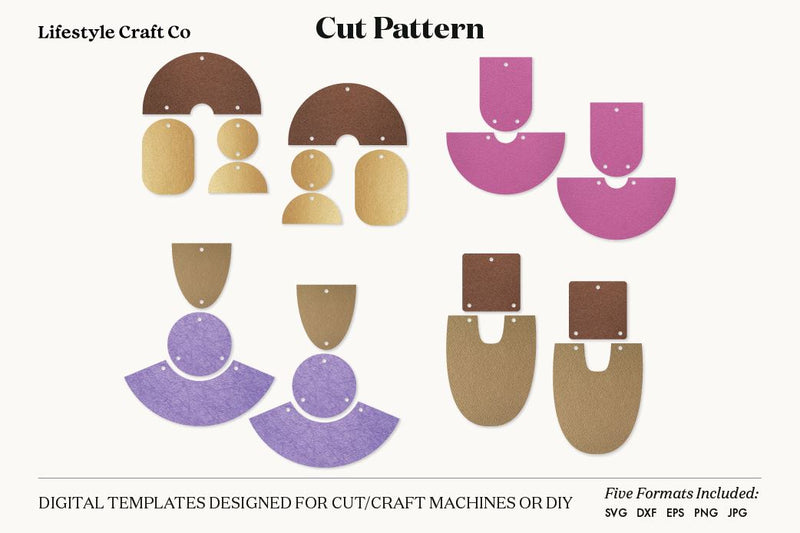 Earring SVG, Faux Leather Earring Templates, Cricut cut file SVG Lifestyle Craft Co 