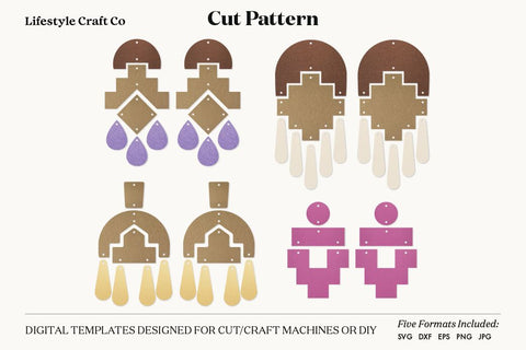 Earring SVG, Faux Leather Earring Templates, Cricut cut file SVG Lifestyle Craft Co 