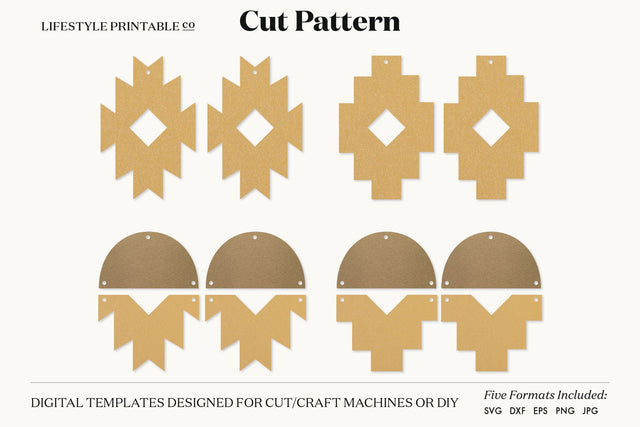 Earring SVG, Faux Leather Earring Templates, Cricut cut file SVG Lifestyle Craft Co 