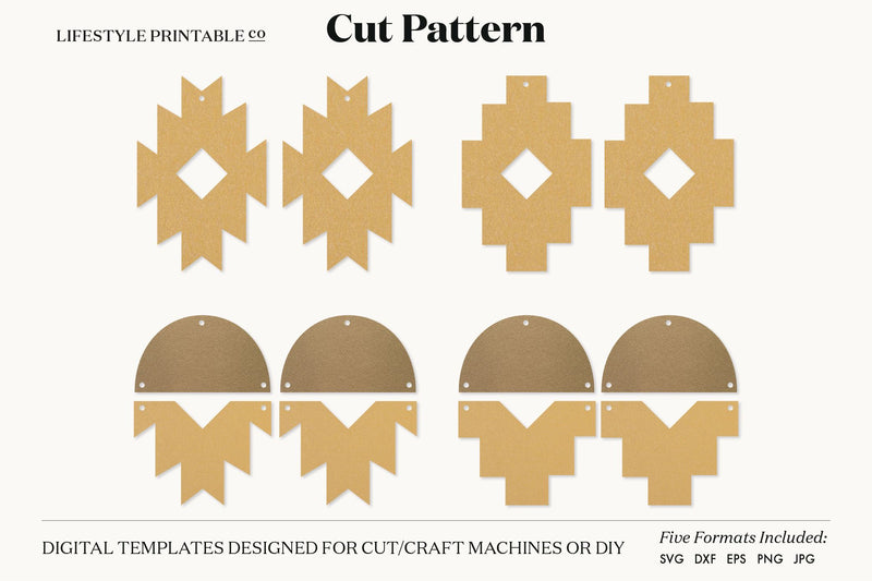Earring SVG, Faux Leather Earring Templates, Cricut cut file SVG Lifestyle Craft Co 