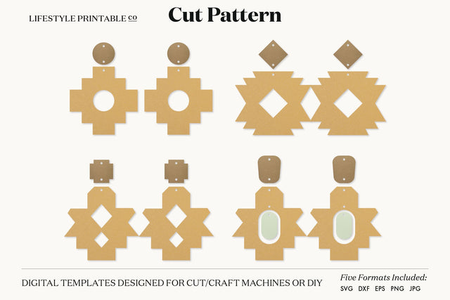 Earring SVG, Faux Leather Earring Templates, Cricut cut file SVG Lifestyle Craft Co 