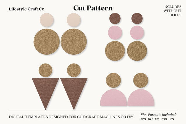 Earring SVG, Faux Leather Earring Templates, Cricut cut file SVG Lifestyle Craft Co 