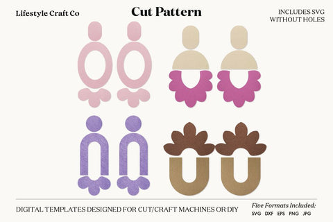Earring SVG, Faux Leather Earring Templates, Cricut cut file SVG Lifestyle Craft Co 