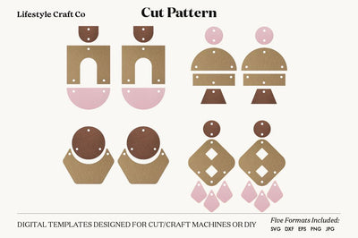 Earring SVG, Faux Leather Earring Templates, Cricut cut file SVG Lifestyle Craft Co 
