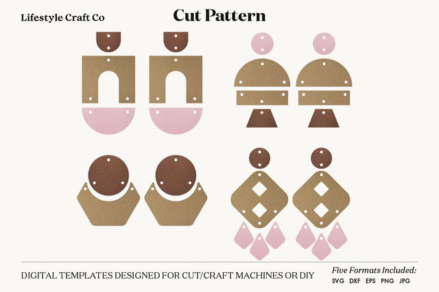 Earring SVG, Faux Leather Earring Templates, Cricut cut file SVG Lifestyle Craft Co 