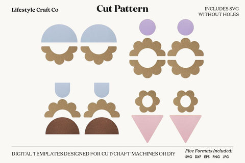 Earring SVG, Faux Leather Earring Templates, Cricut cut file SVG Lifestyle Craft Co 