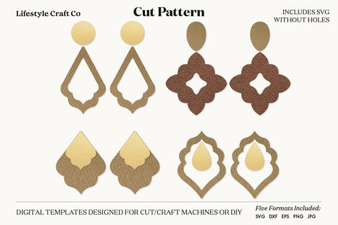 Earring SVG, Faux Leather Earring Templates, Cricut cut file SVG Lifestyle Craft Co 