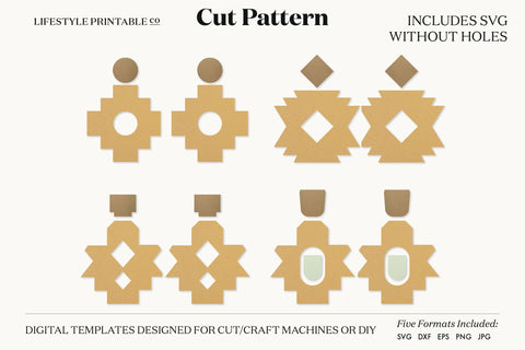 Earring SVG, Faux Leather Earring Templates, Cricut cut file SVG Lifestyle Craft Co 