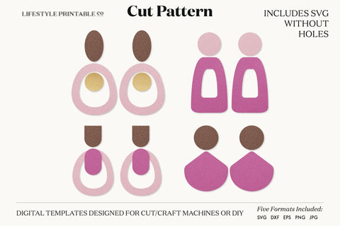 Earring SVG, Faux Leather Earring Templates, Cricut cut file SVG Lifestyle Craft Co 