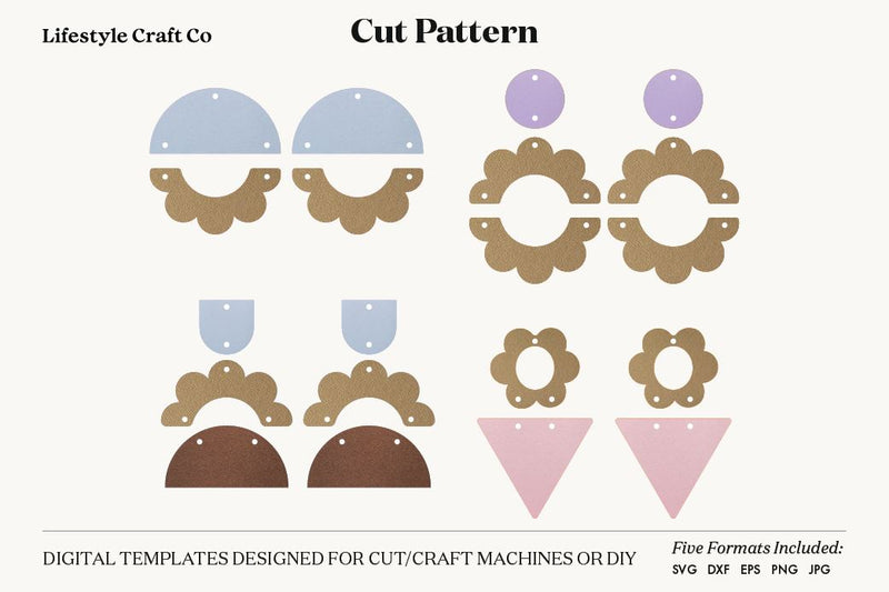 Earring SVG, Faux Leather Earring Templates, Cricut cut file SVG Lifestyle Craft Co 