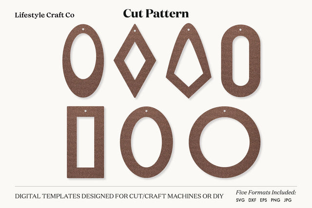 Earring SVG, Faux Leather Earring Templates, Cricut cut file SVG Lifestyle Craft Co 