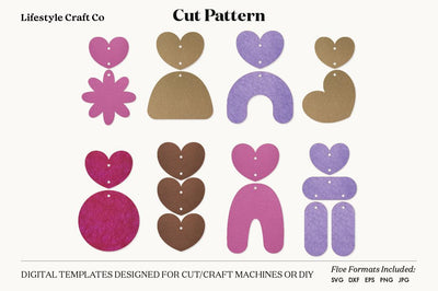 Earring SVG, Faux Leather Earring Templates, Cricut cut file SVG Lifestyle Craft Co 