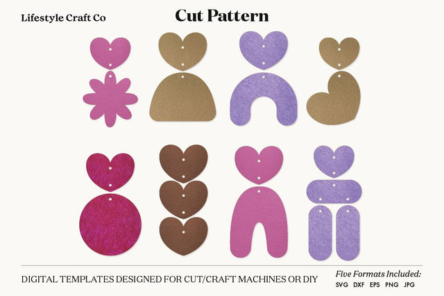 Earring SVG, Faux Leather Earring Templates, Cricut cut file SVG Lifestyle Craft Co 