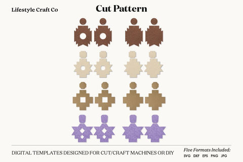 Earring SVG, Faux Leather Earring Templates, Cricut cut file SVG Lifestyle Craft Co 