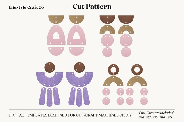 Earring SVG, Faux Leather Earring Templates, Cricut cut file SVG Lifestyle Craft Co 
