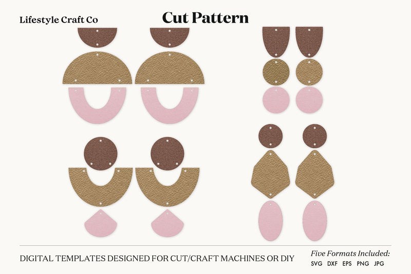 Earring SVG, Faux Leather Earring Templates, Cricut cut file SVG Lifestyle Craft Co 