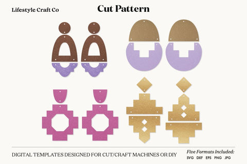 Earring SVG, Faux Leather Earring Templates, Cricut cut file SVG Lifestyle Craft Co 