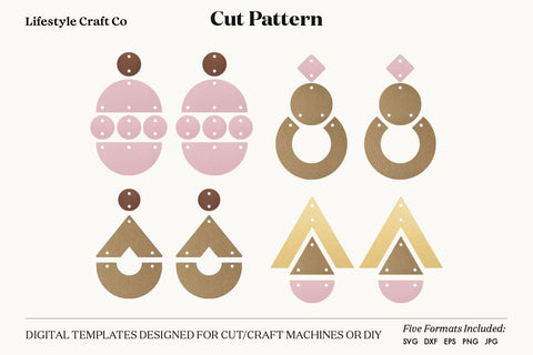 Earring SVG, Faux Leather Earring Templates, Cricut cut file SVG Lifestyle Craft Co 