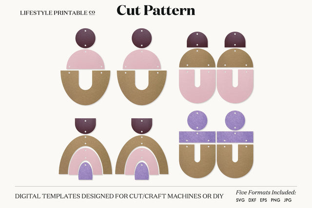 Earring SVG, Faux Leather Earring Templates, Cricut cut file SVG Lifestyle Craft Co 