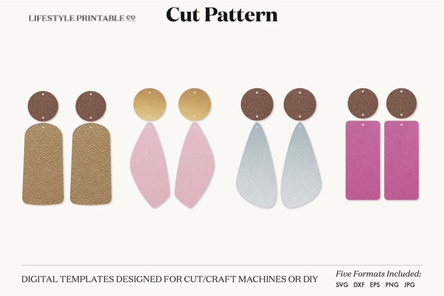 Earring SVG, Faux Leather Earring Templates, Cricut cut file SVG Lifestyle Craft Co 