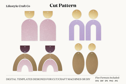 Earring SVG, Faux Leather Earring Templates, Cricut cut file SVG Lifestyle Craft Co 