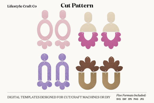 Earring SVG, Faux Leather Earring Templates, Cricut cut file SVG Lifestyle Craft Co 