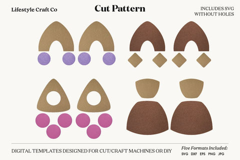 Earring SVG, Faux Leather Earring Templates, Cricut cut file SVG Lifestyle Craft Co 