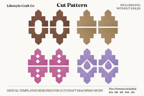 Earring SVG, Faux Leather Earring Templates, Cricut cut file SVG Lifestyle Craft Co 