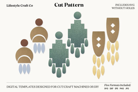 Earring SVG, Faux Leather Earring Templates, Cricut cut file SVG Lifestyle Craft Co 