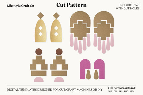 Earring SVG, Faux Leather Earring Templates, Cricut cut file SVG Lifestyle Craft Co 