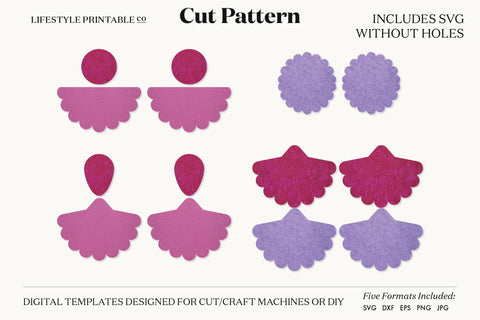 Earring SVG, Faux Leather Earring Templates, Cricut cut file SVG Lifestyle Craft Co 