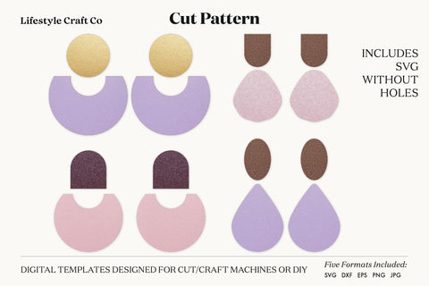 Earring SVG, Faux Leather Earring Templates, Cricut cut file SVG Lifestyle Craft Co 