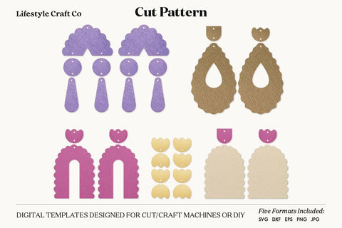 Earring SVG, Faux Leather Earring Templates, Cricut cut file SVG Lifestyle Craft Co 