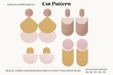 Earring SVG, Faux Leather Earring Templates, Cricut cut file SVG Lifestyle Craft Co 