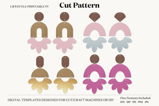 Earring SVG, Faux Leather Earring Templates, Cricut cut file SVG Lifestyle Craft Co 