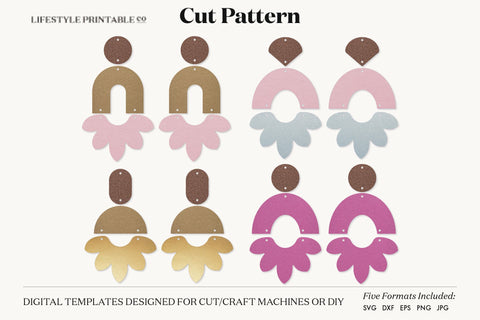Earring SVG, Faux Leather Earring Templates, Cricut cut file SVG Lifestyle Craft Co 