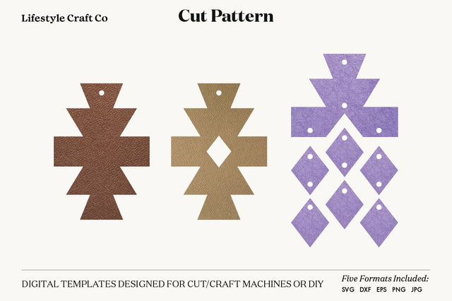 Earring SVG, Faux Leather Earring Templates, Cricut cut file SVG Lifestyle Craft Co 
