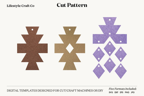 Earring SVG, Faux Leather Earring Templates, Cricut cut file SVG Lifestyle Craft Co 