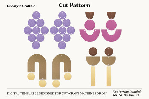 Earring SVG, Faux Leather Earring Templates, Cricut cut file SVG Lifestyle Craft Co 