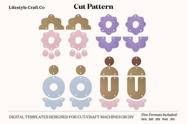 Earring SVG, Faux Leather Earring Templates, Cricut cut file SVG Lifestyle Craft Co 