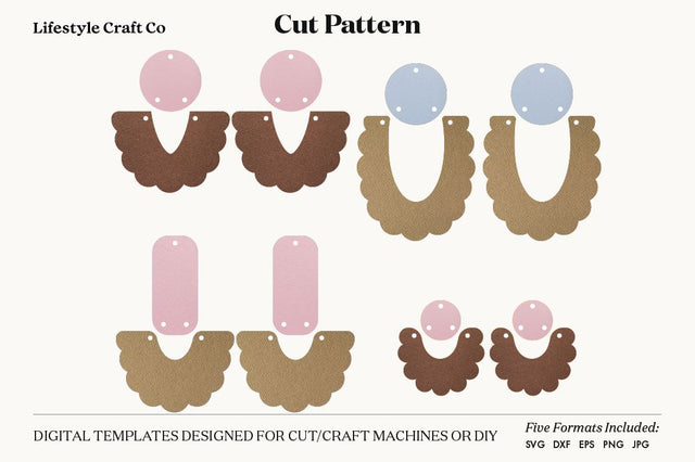 Earring SVG, Faux Leather Earring Templates, Cricut cut file SVG Lifestyle Craft Co 