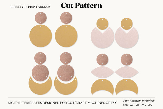 Earring SVG, Faux Leather Earring Templates, Cricut cut file SVG Lifestyle Craft Co 